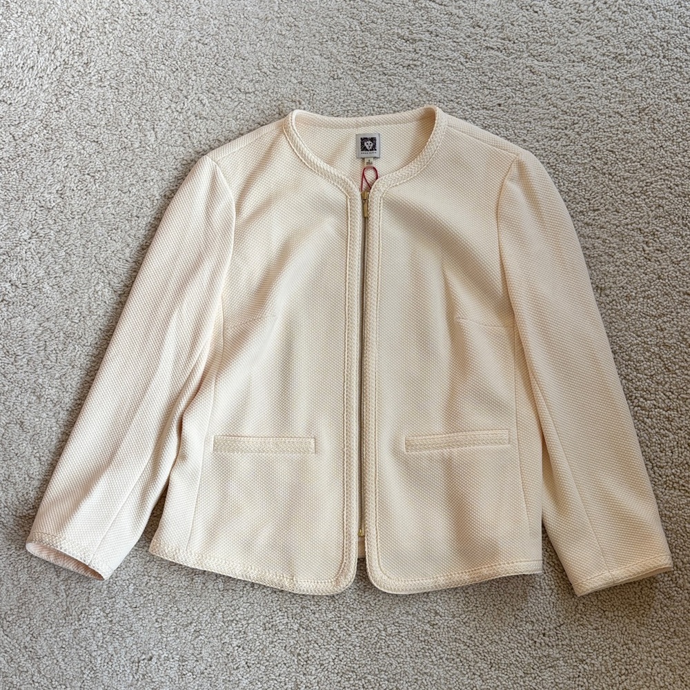 Anne Klein Ivory Textured Suit Jacket